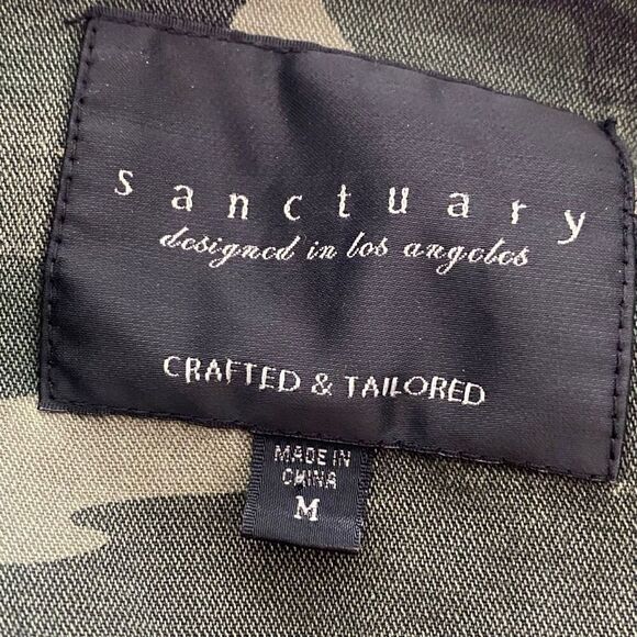 Sanctuary Military Jacket M Bell Sleeve Size Medium Full Zip Pockets Cotton S23 - Picture 7 of 8